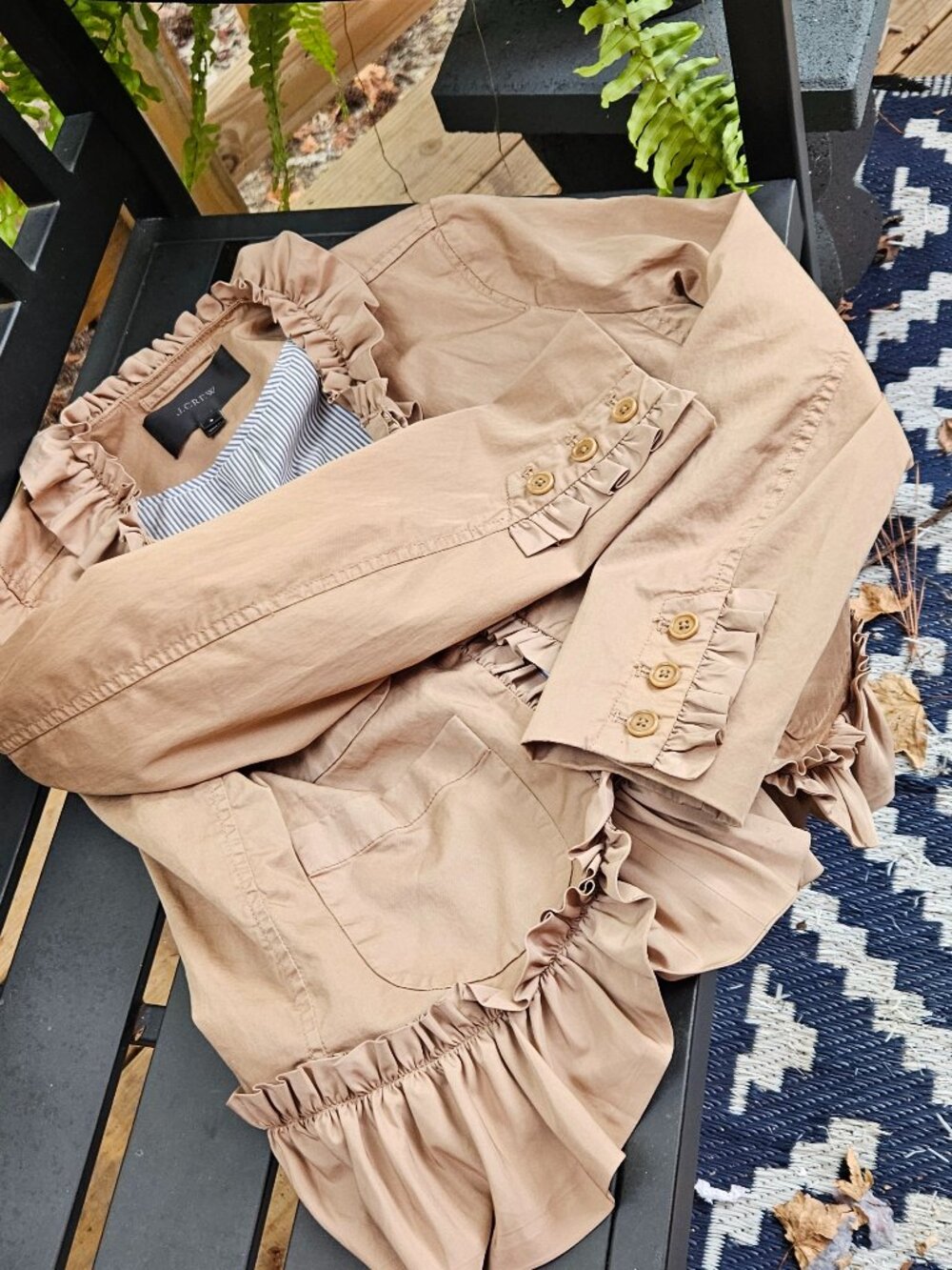J Crew Ruffle Chino jacket Size 6 - Picture 2 of 7